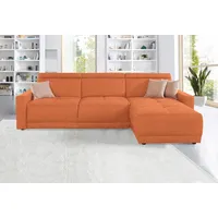 DOMO collection Ecksofa DOMO COLLECTION "Ava mit moderner Sitzheftung & toller Doppelnaht, komfortabel, L-Form", orange (terrakotta), B:262cm H:84cm T:167cm, Kunstleder SOFTLUX;Struktur fein (100% Polyester);Zierkissen: Microfaser PRIMABELLE (100% Polyester);Struktur
