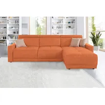 DOMO collection Ecksofa DOMO COLLECTION "Ava mit moderner Sitzheftung & toller Doppelnaht, komfortabel, L-Form", orange (terrakotta), B:262cm H:84cm T:167cm, Kunstleder SOFTLUX;Struktur fein (100% Polyester);Zierkissen: Microfaser PRIMABELLE (100% Polyester);Struktur 