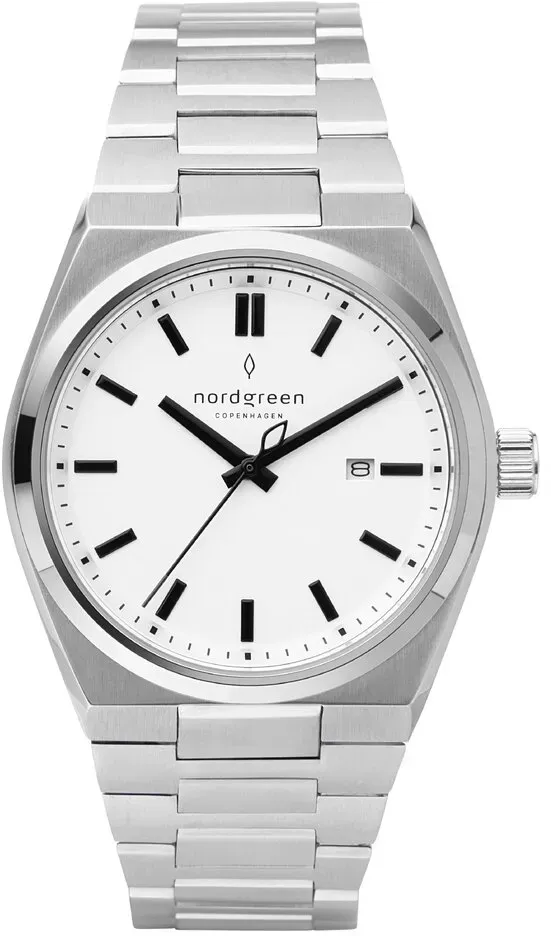 NORDGREEN - SUCCESSION - silber- weiß Zifferblatt - schwarz / 41 MM