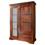 Massivmoebel24 Vitrine Akazie 110 x 45 x 155 cm Braun