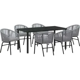 vidaXL Garten Essgruppe 7 pcs Anthrazit Pulverbeschichteter Stahl - Grau