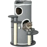 PawHut Kratztonne 99 cm Spieltonne mit Katzenbett Spielball