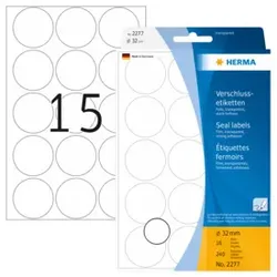 HERMA Verschluss Etiketten Ø32mm transparent 2277 240 Stück permanent haftend