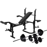 vidaXL Hantelbank 30.5 kg Set schwarz