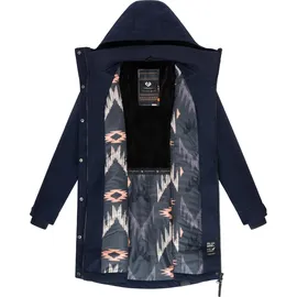 Ragwear Damen atmungsaktiver langer Wintermantel in Wollmantel-Optik warme Winterjacke Jannisa Coat YOUMODO Navy Gr. L - L