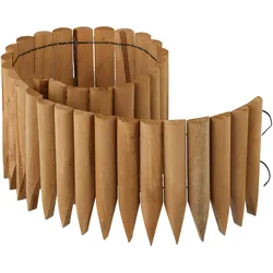 Relaxdays Rasenkante Holz, Beetbegrenzung, HBT: 20x120x2 cm, flexibler Steckzaun, Umrandung für Beet oder Rasen, natur