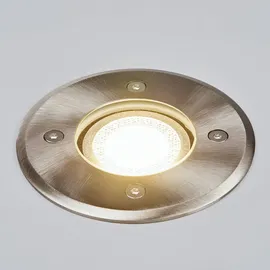 LINDBY Bodeneinbaustrahler Edelstahl Ø11cm GU10 IP67 1-flammig grau