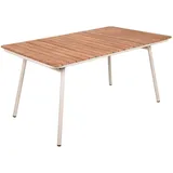 Gardenson Gartentisch, Braun, Holz, Metall, Teakholz, Hartholz, rechteckig, rund, 90x74x150 cm, gastro- und objekttauglich, regenabweisend, UV-beständig, wetterfest, platzsparend, Gartenmöbel, Gartentische, Gartentische