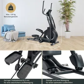 Skandika Crosstrainer Carbon P23 | Ellipsentrainer für Zuhause, klappbar, 23 Programme, App kompatibel, bis 135 kg, Schwungmassensystem