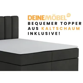 dein schlaf 24 Boxspringbett ROCK 160x200 Velour Anthrazit H3 - Dunkelgrau