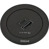 Schulte Elektrotechnik Evoline ONE Doppel USB A+Cmit Ring in schwarz