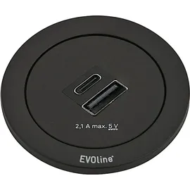 Schulte Elektrotechnik Evoline ONE Doppel USB A+Cmit Ring in schwarz