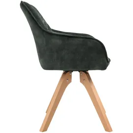 SalesFever Armlehnstuhl Samtvelours mit Rautensteppung Stuhlbeine aus Buche Massivholz