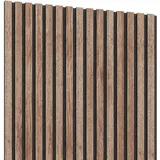 Lameo Akustikpaneele 240x60x1,9cm - Holzpaneele - Wandverkleidung - Schalldämpfende Platten - Akustikpaneele - Wandpaneele Holz - Für Wand und Decke - (Amerikanische Walnuss, 240x60)