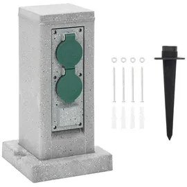 vidaXL Außensteckdose mit Erdspieß 4-fach 16x16x29,5 cm grau