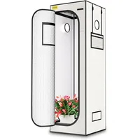 KAVUNION Growzelt 60x60x180cm, 600D Oxford Grow Zelt mit reflektierender Polyesterfolie 22mm Stahlrohre Belüftungsöffnungen und Sichtfenster, zuchtzelte für hydrokulturen Gewächshaus und Innengarten
