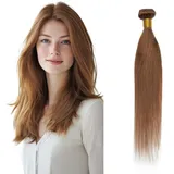 Rich Choices Echthaar Tressen Extensions 40cm Hellbraun Echthaar Tressen Zum Einnähen Haarverlängerung Tressen Extensions Echthaar Remy Seidig Gerade Haar Extensions (Tressen Echthaar 100g)