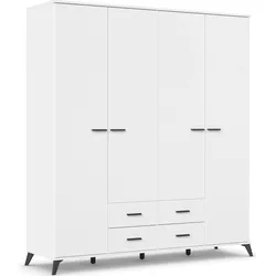 Drehtürenschrank RAUCH "Lucena", weiß (alpinweiß), B:185cm H:203cm T:54cm, Holzwerkstoff, Schränke, mit schräg ausgestellten Füßen im Monochrom-Stil