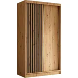 altdecor Kleiderschrank, Eiche Artisan, Schwarz, Holzwerkstoff, 120x216x61 cm, Schlafzimmer, Kleiderschränke