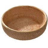 Runde Rattan Obstkörbe,Natürliche Rattan Aufbewahrungskörbe, Gewebt Aufbewahrungsbox, Natürlicher Korbfruchtschalen Brotkörbche, Mehrzweck Geflochtene Weidenkörbe Veranstalter für Esszimmer Küche, L
