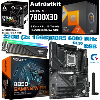 Aufrüstkit AMD Ryzen 7 7800X3D GA B850 Gaming X WIFI6 32GB DDR5 6000 RGB Bundle
