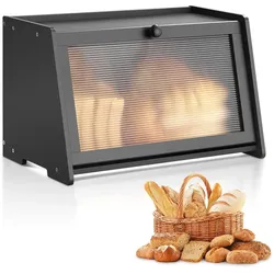 VEVOR Brotkasten Brotaufbewahrung Brotbox Brotbehälter Schwarz Holz Organizer