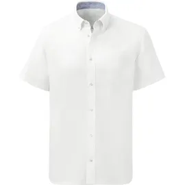 H.I.S. Kurzarmhemd "regular-fit", Herren, Gr. XL (43/44), N-Gr, weiß (sanftes weiß), Web, Obermaterial: 100% Baumwolle, unifarben, regular fit, Rundhals, abgesteppte Kante, Hemden, mit Button-down-Kragen, reine Baumwolle, Topseller