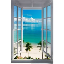 Poster REINDERS "Fenster zum Strand", blau (farbe bild(er): blau), B:61cm H:91,5cm, Papier, Bilder
