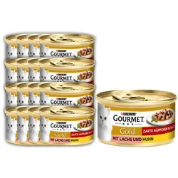 Purina Gourmet Gold Zarte Häppchen mit Lachs und Huhn 12x85G