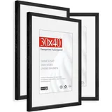 luxuskollektion Bilderrahmen Passepartout Schwarz 30x40 cm 3 St.