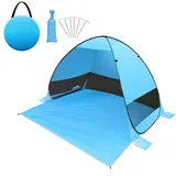 BIHEE Strandmuschel Pop Up Zelt 200 x 165 x 130 cm Strandzelt für 2-3 Personen UV-Schutz, Wasserdicht Tragbar Wurfzelt Light Strandzelt für Camping, Beach, Garten, Grillparty, Wanderausflug