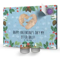 Mr. & Mrs. Panda Duftkerzen Adventskalender Otter Valentine - Blau Pastell - Geschenk, für Männer, Freund, Jahrestag, Liebesgeschenk, Heiratsantr... - Blau