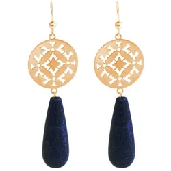 Gemshine Ohrringe 'Mandalas und Lapis Lazuli Edelsteine Tropfen'   Hellbraun Damen 