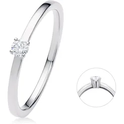 Diamantring ONE ELEMENT "0.1 ct Diamant Brillant Ring aus 585 Weißgold" Gr. 54, silber, Fingerringe, Damen, 54, Weißgold 585-Diamanten, Weißgold 585, Diamanten, Damen Gold Schmuck