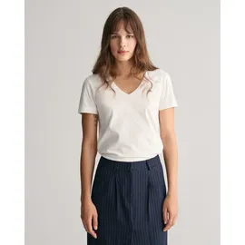 GANT Reg Shield Kurzarm-T-Shirt Mit V-ausschnitt White XS
