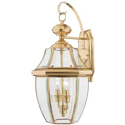 Außenleuchte Laterne Wandlampe Messing Glas H 53,1cm Klassisch 2 Flammig Veranda