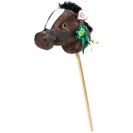 HEUNEC 740068 - Steckenpferd mit Plakette und Sound, Plüsch/Holz, dunkelbraun, 78 cm