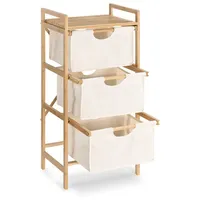 Navaris Badregal Regal aus Bambus mit Körben - 96x44x33cm Bambusregal Wäschekorb Wäschesammler Sortierer Wäschekörbe - 3 Fächer für Wäsche