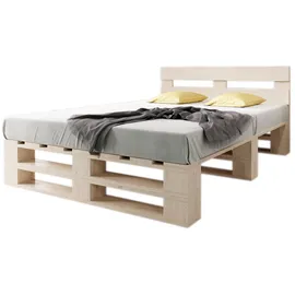 sunnypillow Palettenbett M2 200 x 200 cm Beige