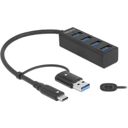 Delock USB-Hub 4 x USB 3.2 Gen 1 + 1 x USB-C 3.2 Gen 1