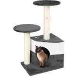 Wiltec Kratzbaum in Grau 71 cm hoch, Katzenkratzbaum mit zwei Plattformen, Katzenbaum mit Höhle und Spielball, Kletterbaum für Katzen