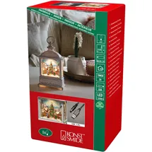 Konstsmide LED Wasserlaterne 0,14 m weiß Weihnachtsmarkt mit an/aus Schalter 5h Timer 1 warm weiße Diode batteriebetrieben & USB Innen