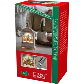 Konstsmide LED Wasserlaterne 0,14 m weiß Weihnachtsmarkt mit an/aus Schalter 5h Timer 1 warm weiße Diode batteriebetrieben & USB Innen