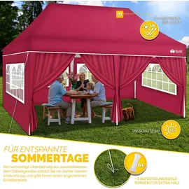 tillvex Faltpavillon 3 x 6 m inkl. 6 Seitenteile Rot