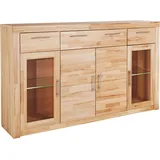 vogl möbelfabrik Highboard VOGL MÖBELFABRIK "Toronto", beige (kernbuche teilmassiv), B:182cm H:107cm T:42cm, Sideboards, Highboard, opt. Glastüren, teilmassiv, Rahmenoptik, Made in Germany