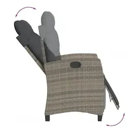 vidaXL Gartensessel mit Fußteil Verstellbar Grau Poly Rattan