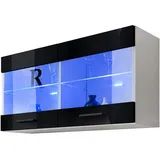 komodee Vitrine Hängevitrine 100 x 50 x 27,2 cm Schwarz/Weiß