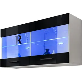 komodee Vitrine Hängevitrine 100 x 50 x 27,2 cm Schwarz/Weiß