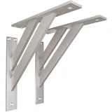 Sossai Regalträger 2er Set FSHR 240x240 mm aus Aluminium – Wandhalterung Regalwinkel für Regalbrett – silber – modernes Design