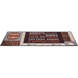Küchenläufer ANDIAMO "Cafe Creme" Gr. 11, grau, B:50cm H:4mm L:150cm, Polyamid, Teppiche, Motiv Kaffee, mit Schriftzug, Größe 50x150 cm, Küche